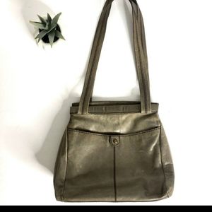 Hobo International Grey Leather Shoulder Bag